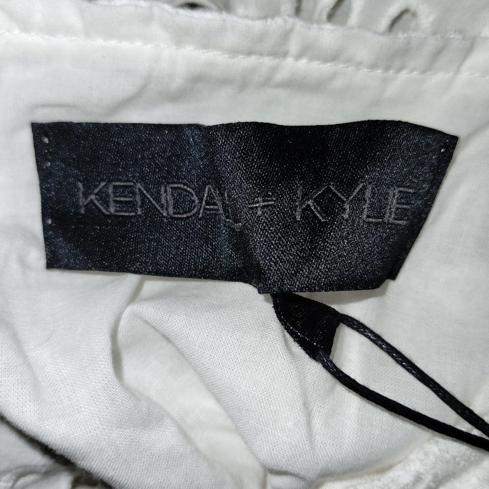 Kendall + Kylie NWT white eyelet dress asymmetrical sleeveless, size 8 - Picture 8 of 12